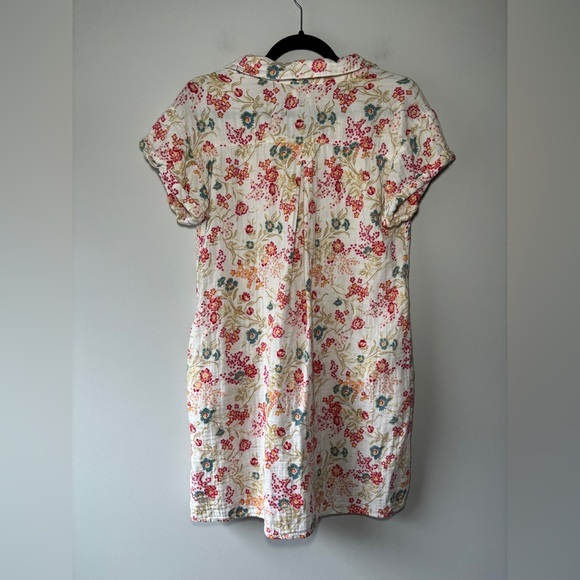 FAHERTY Hana Floral Print 100% Cotton Collared Shirt Tunic Dress Sz XSmall - Picture 9 of 10